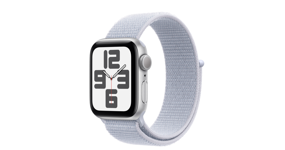 Apple Watch SE GPS 44mm Alu Silver Blue Cloud Sport Loop